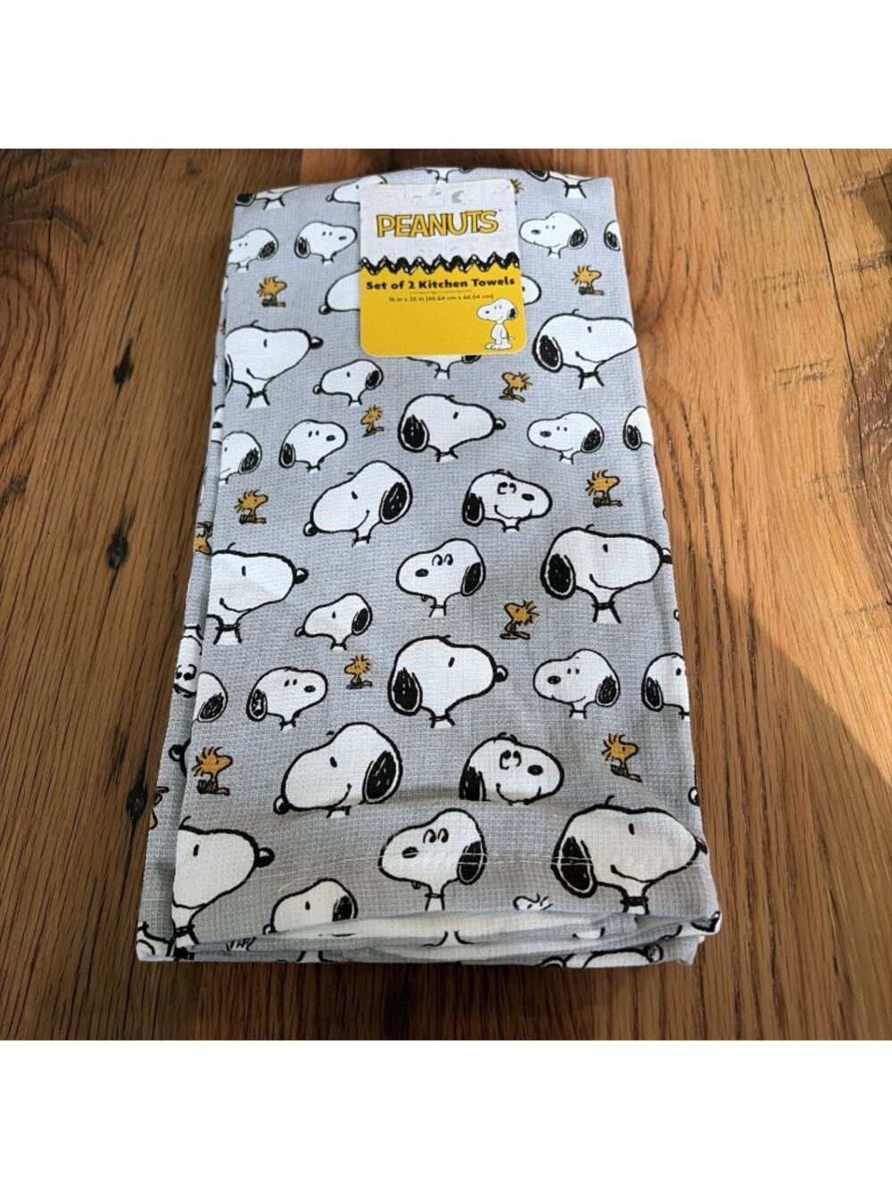Peanuts set of 2 Kitchen Towels Snoopy Woodstock Gray 16 x 24 in NWT